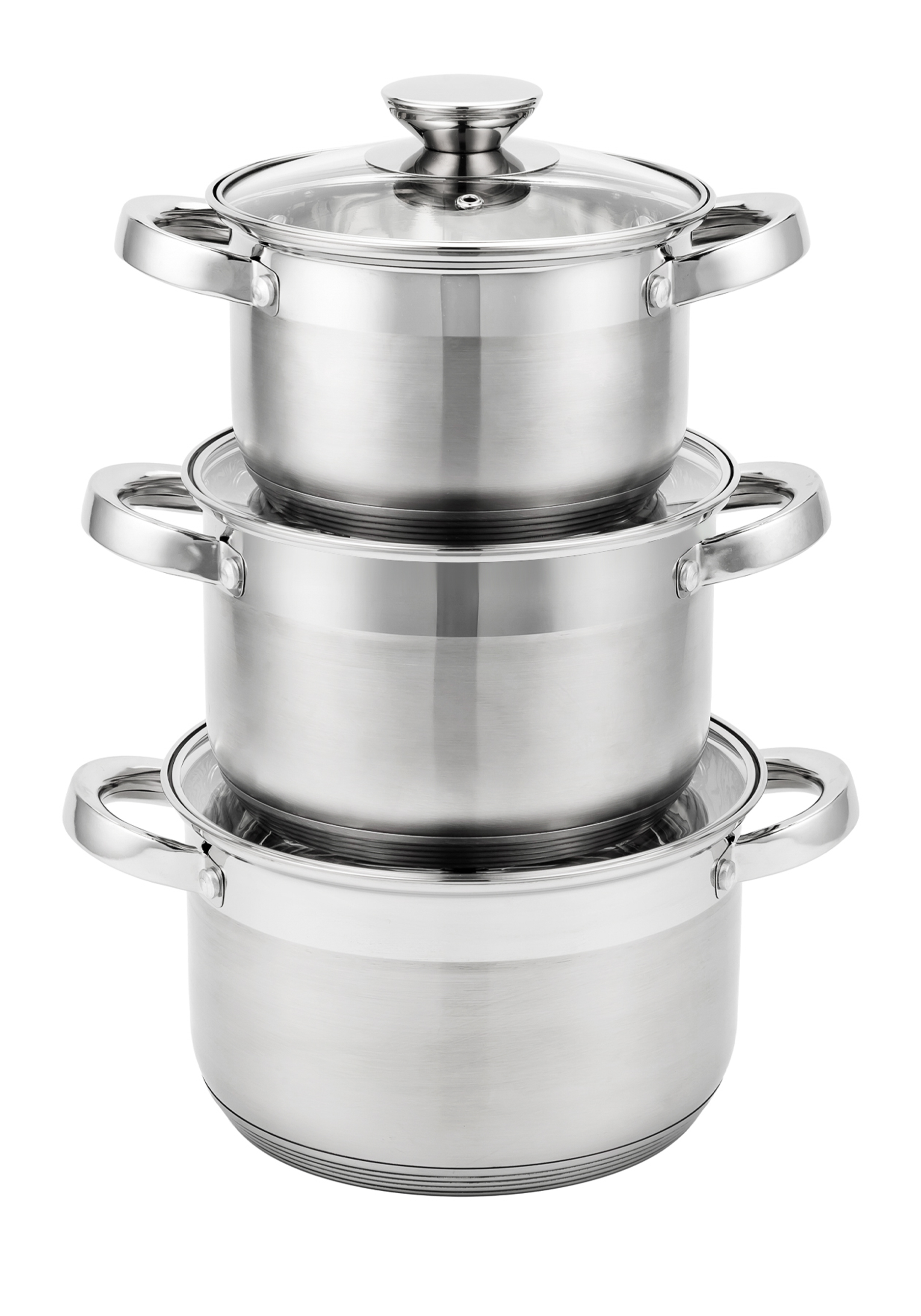 

Набор кастрюль с капсульным дном, 6 предметов, Серый