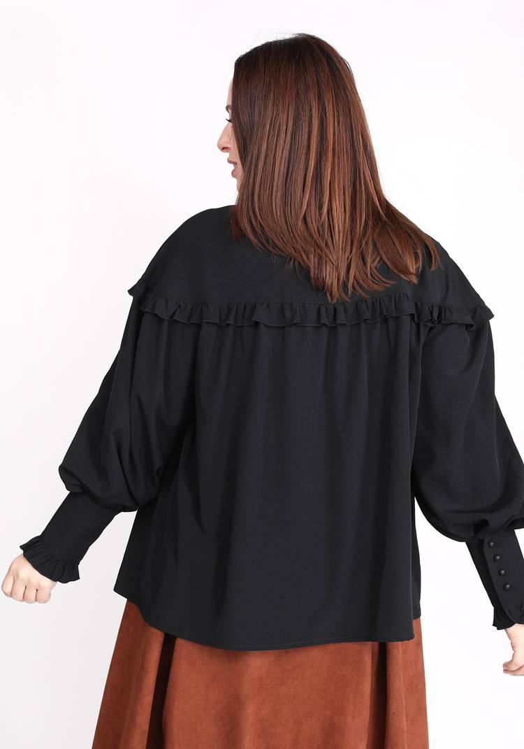 Блуза с объемными рукавами и рюшами шир.  750, рис. 5