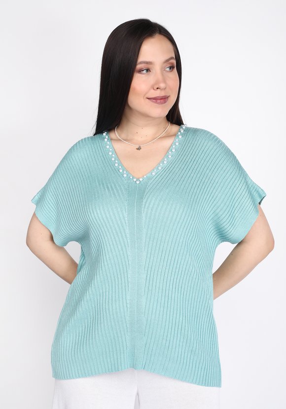 Туника свободного силуэта с отделкой бусинами шир.  580, рис. 7