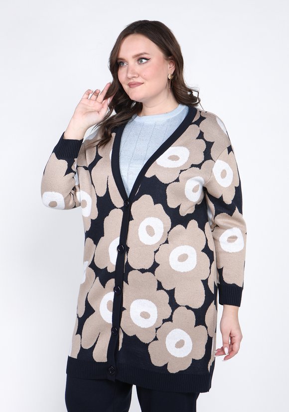 Кардиган с цветочным орнаментом на пуговицах шир.  580, рис. 2