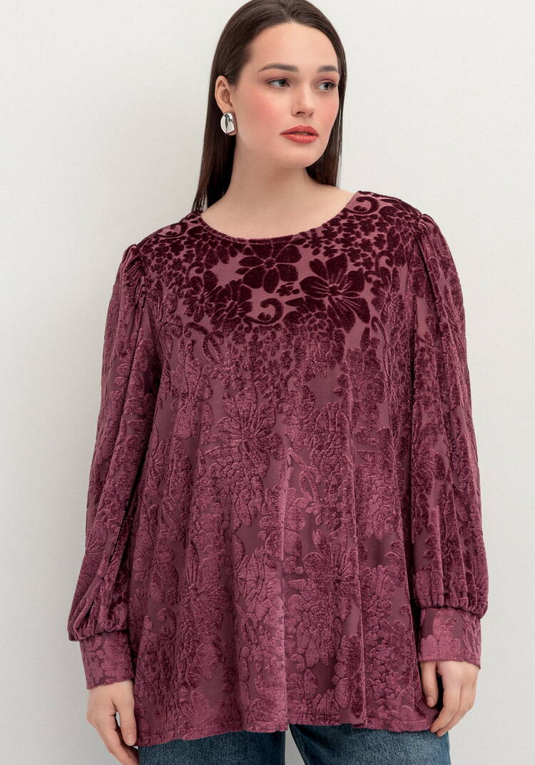 Блуза с цветами из бархата шир.  750, рис. 4