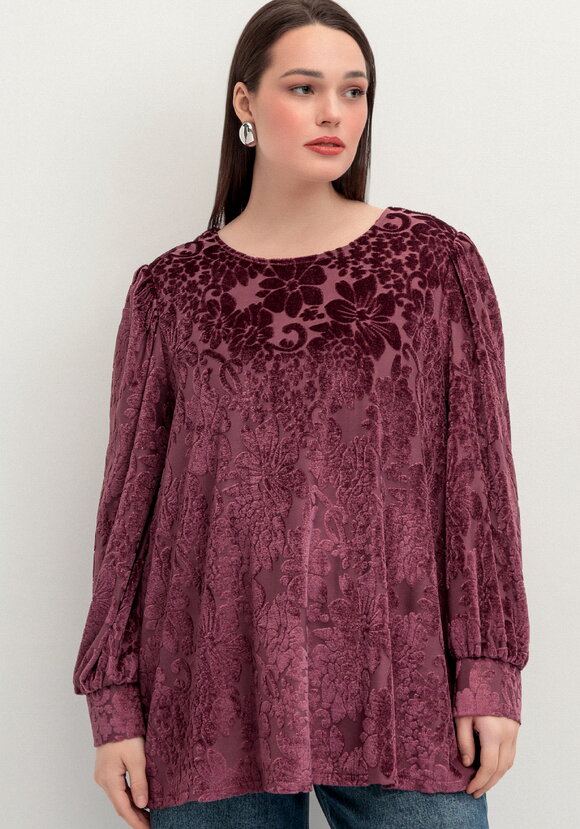 Блуза с цветами из бархата шир.  580, рис. 4