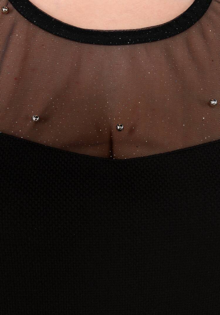 Платье прямого кроя с декоративной сеткой шир.  750, рис. 3