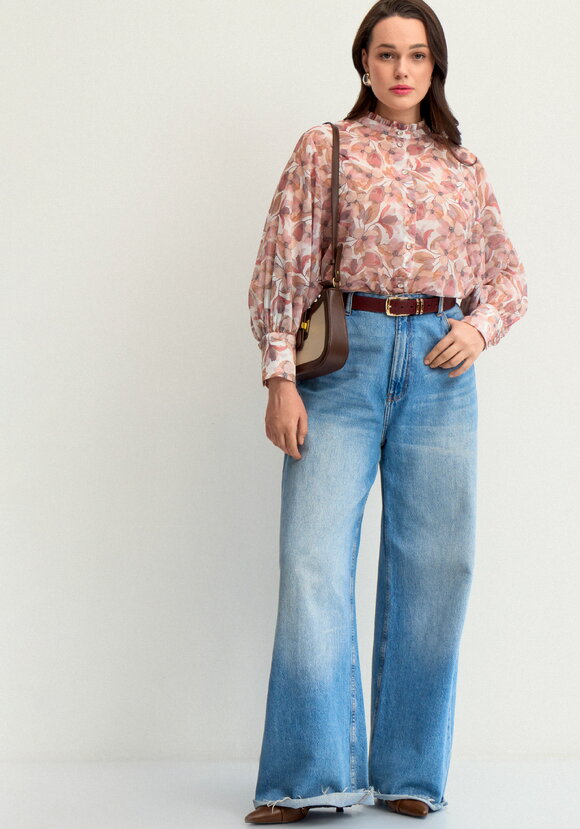 Блуза легкая с цветочным принтом шир.  580, рис. 13