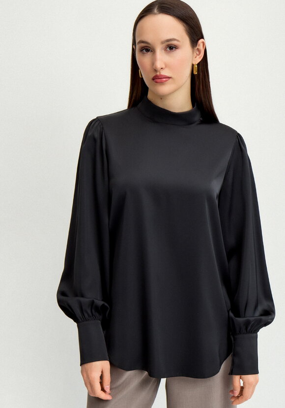 Блуза шелковая с пуговицами на вороте шир.  580, рис. 4