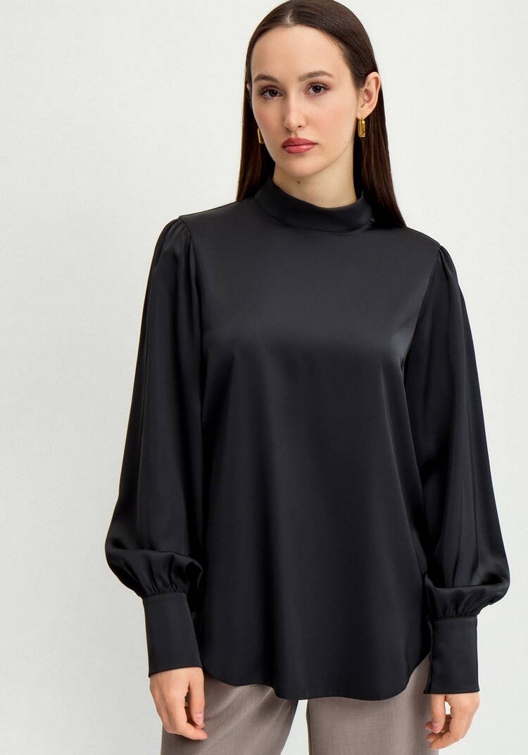 Блуза шелковая с пуговицами на вороте шир.  750, рис. 4