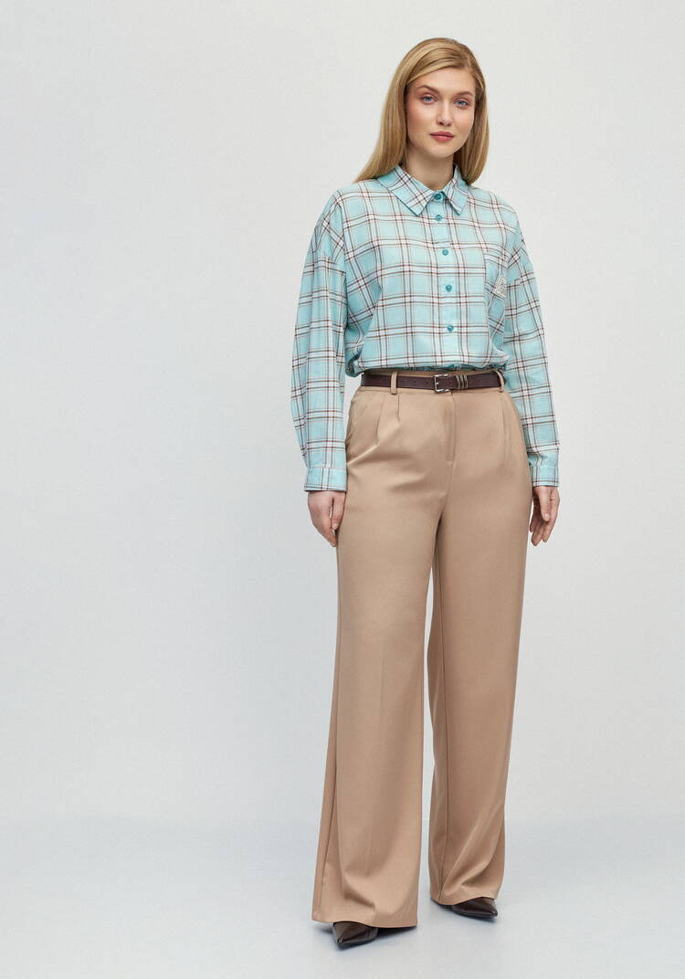 Рубашка в клетку с комбинацией трикотажа шир.  750, рис. 7