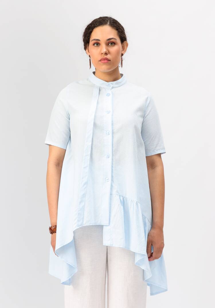 Блуза оригинального кроя с воланом шир.  750, рис. 20