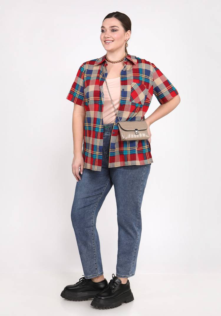 Блуза Стильная клетка шир.  750, рис. 11