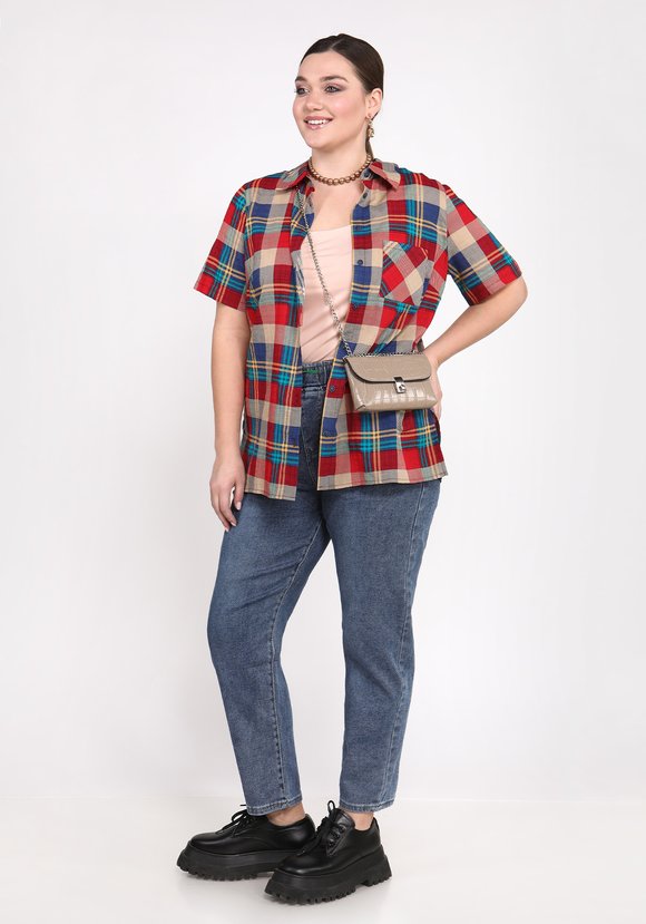 Блуза Стильная клетка шир.  580, рис. 11