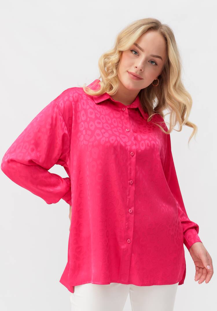 Рубашка атласная с анималистичным принтом шир.  750, рис. 8