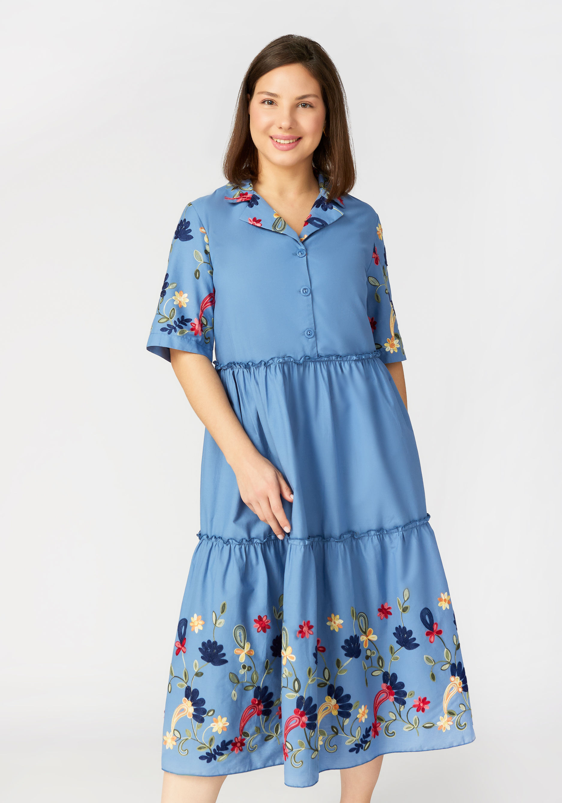 Платье из шитья с узорами кпб зима лето синди синий р 2 0 сп