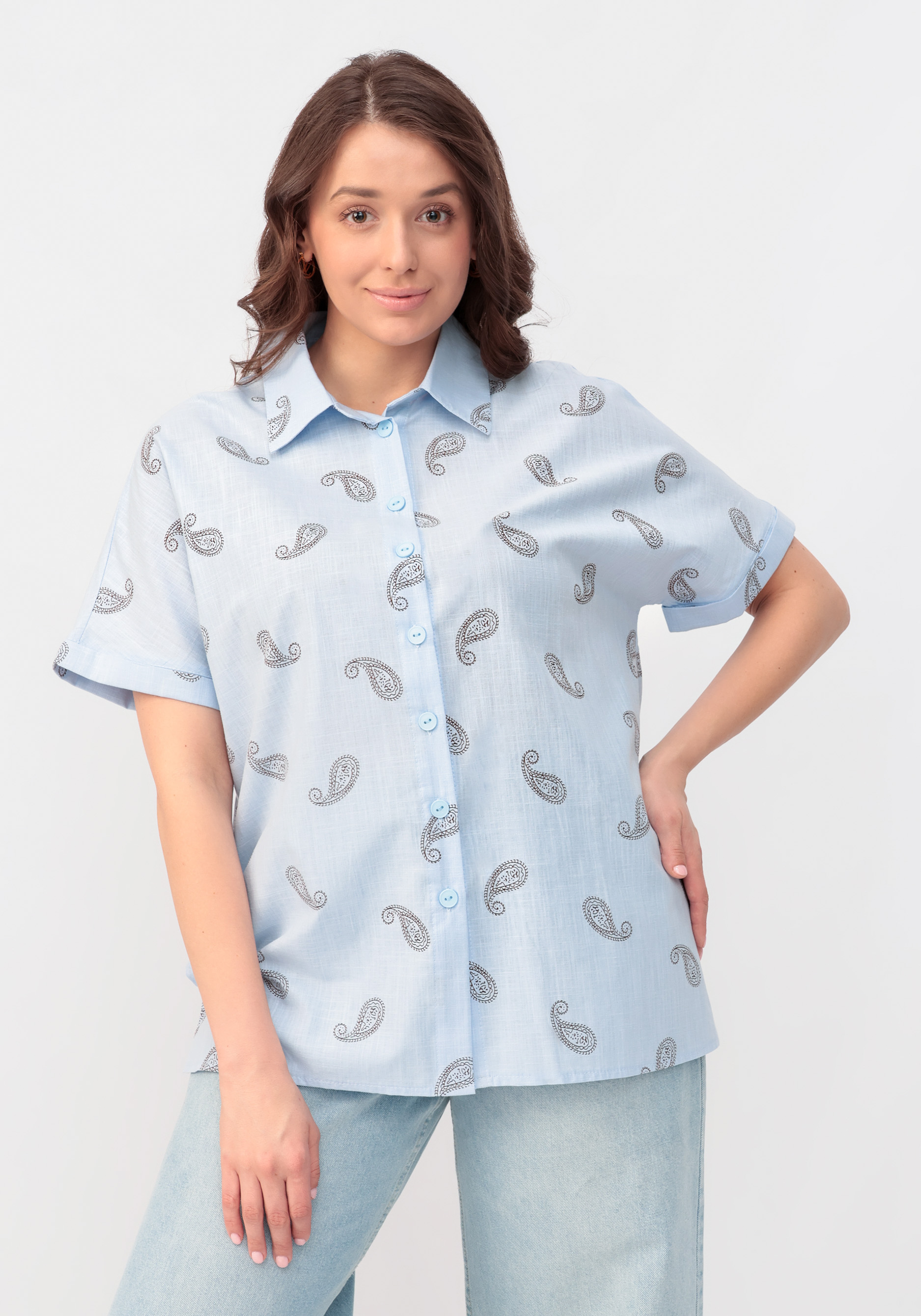 Рубашка c коротким рукавом "Оливия" Edsel Krause, цвет голубой, размер 52 - фото 2