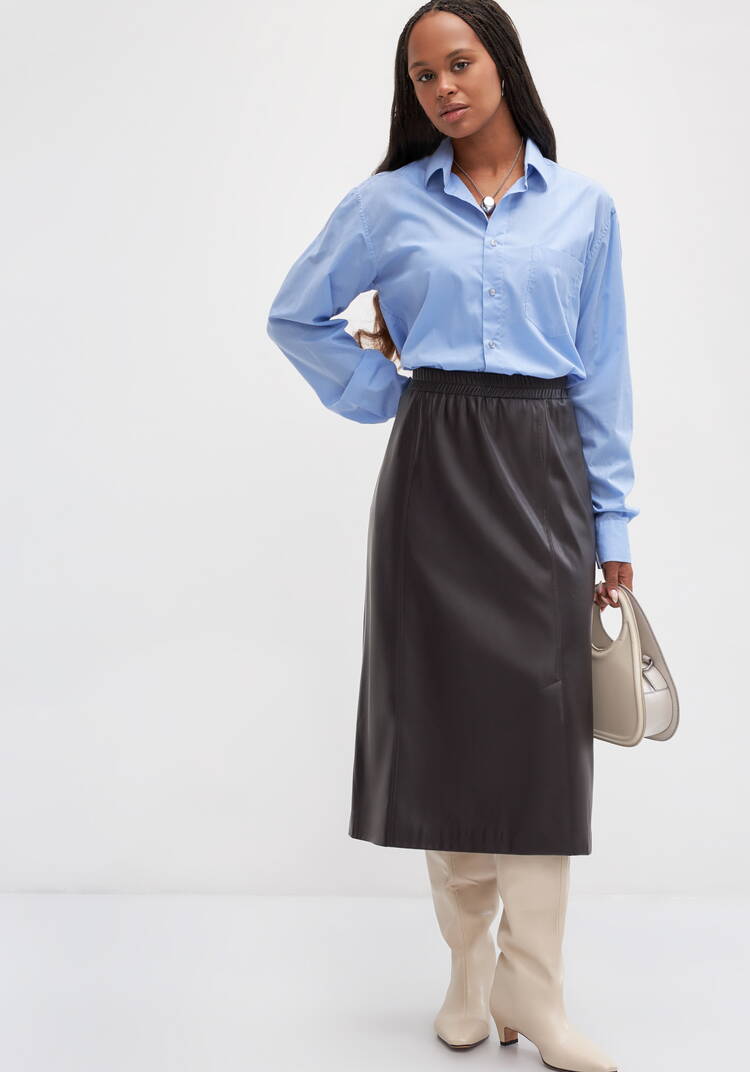 Юбка из экокожи Марина шир.  750, рис. 1