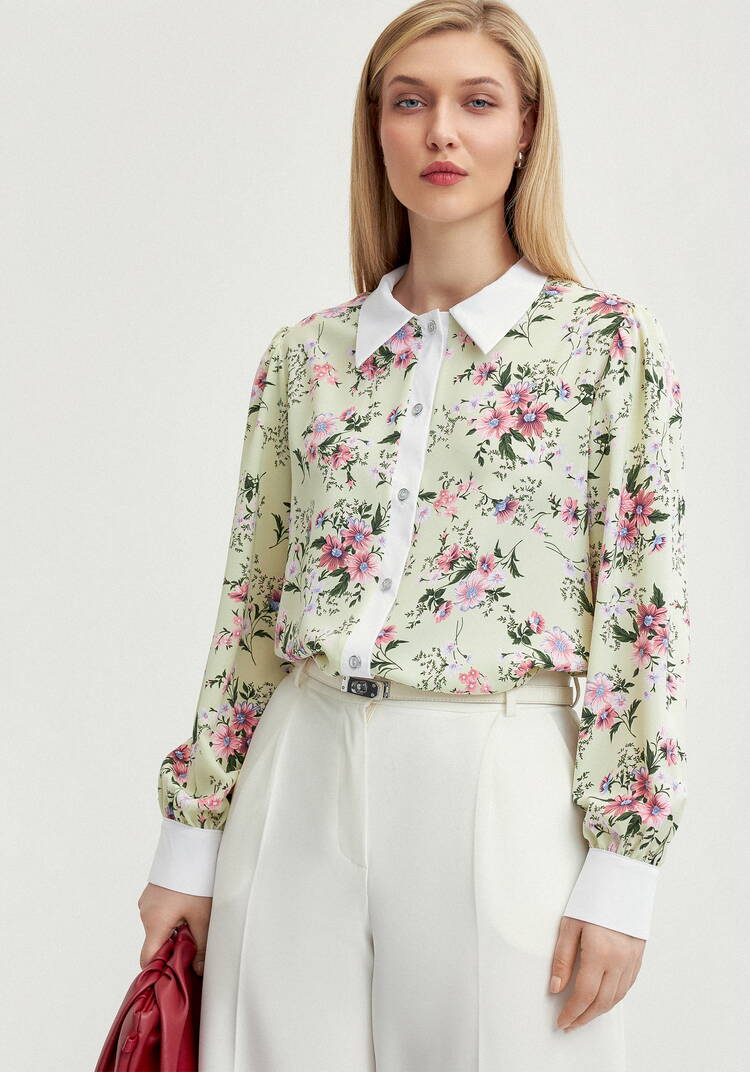 Блуза с контрастным воротникoм шир.  750, рис. 8