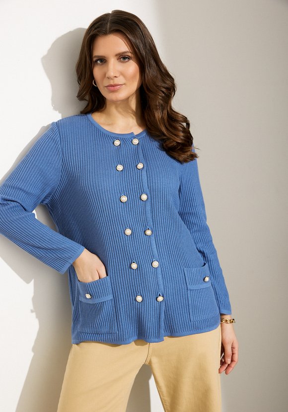 Жакет на пуговицах с жемчугом шир.  580, рис. 2