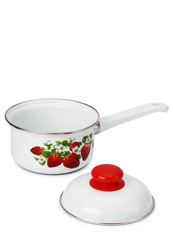 Ковш эмалированный с крышкой Клубника шир.  580, рис. 7