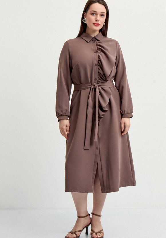 Платье с декоративной сборкой на пуговицах шир.  580, рис. 14