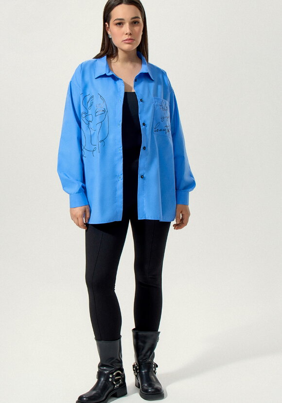 Рубашка с принтом на передней полочке шир.  580, рис. 8