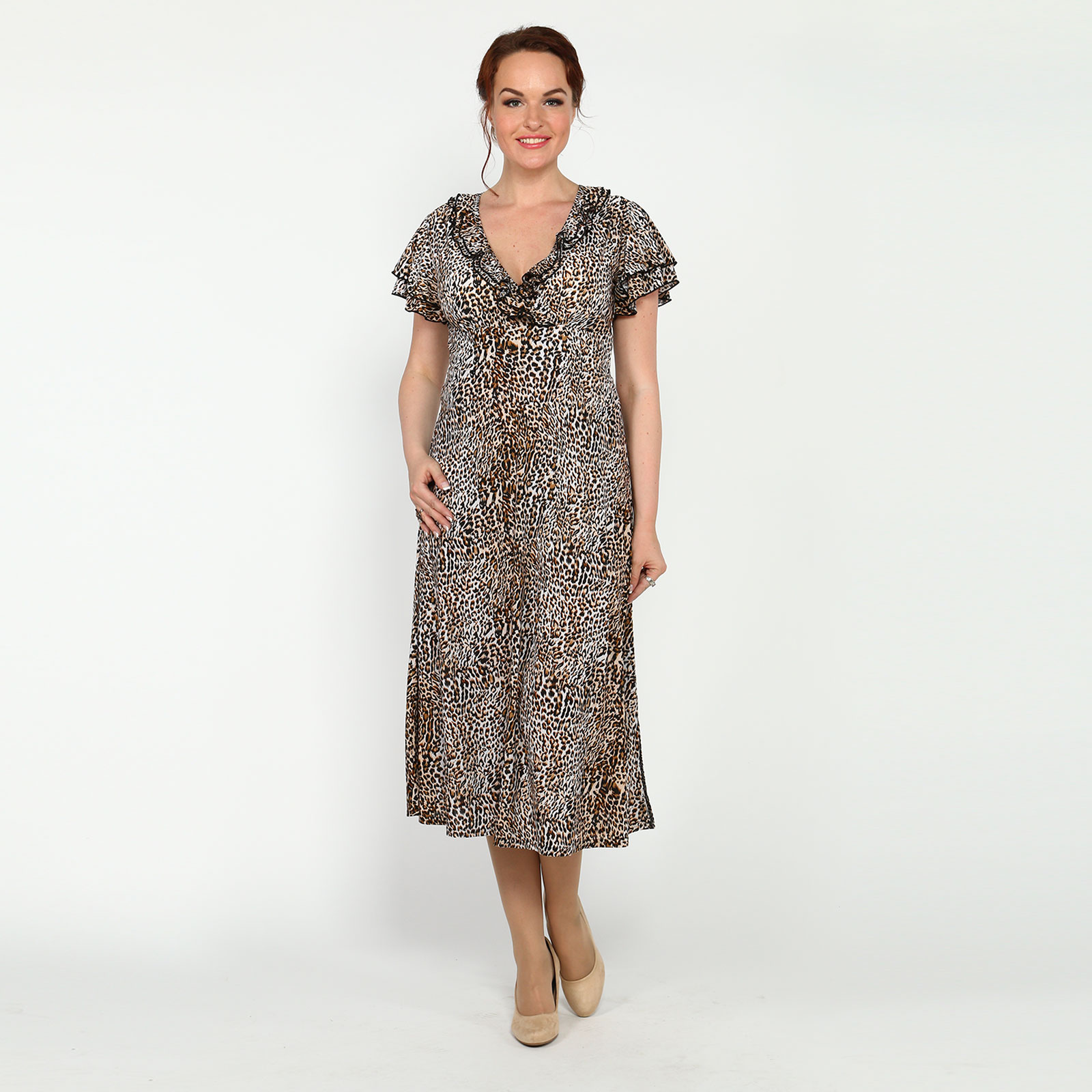 Платье-миди с леопардовым принтом Bianka Modeno, размер 56 - фото 1