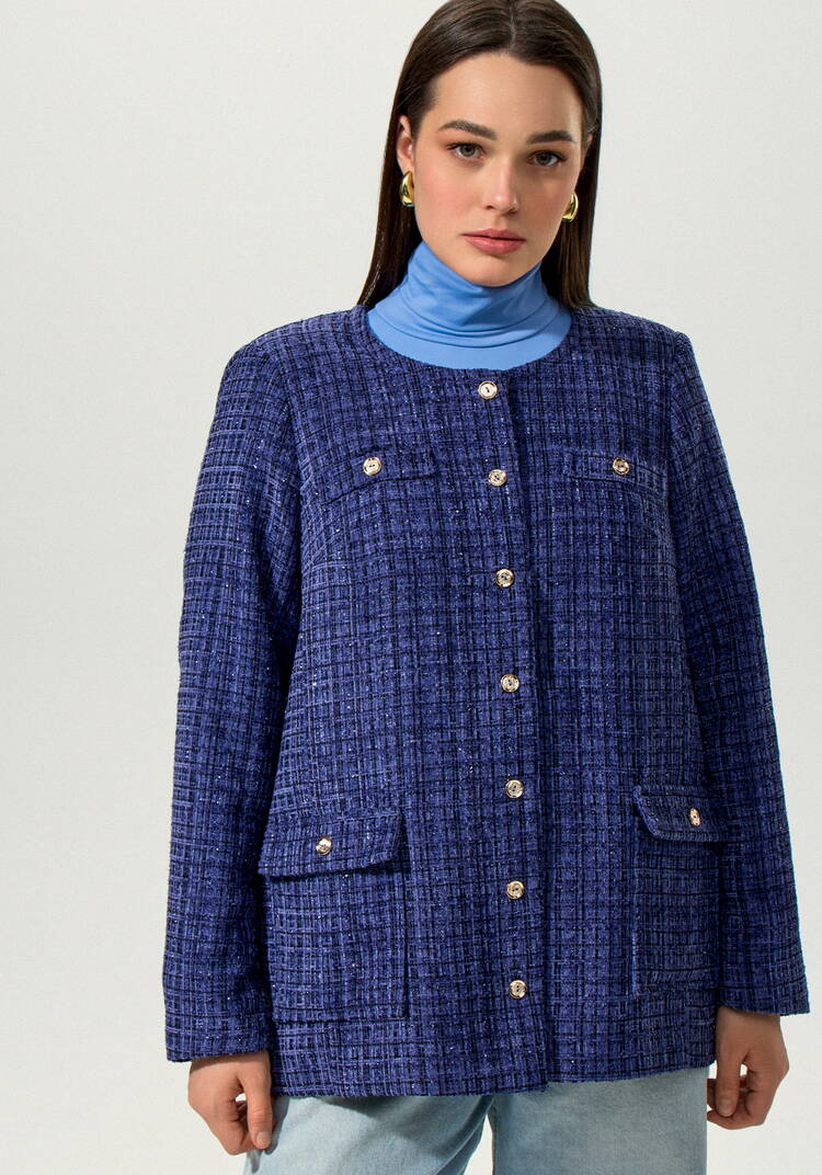 Жакет однобортный из твида шир.  750, рис. 10