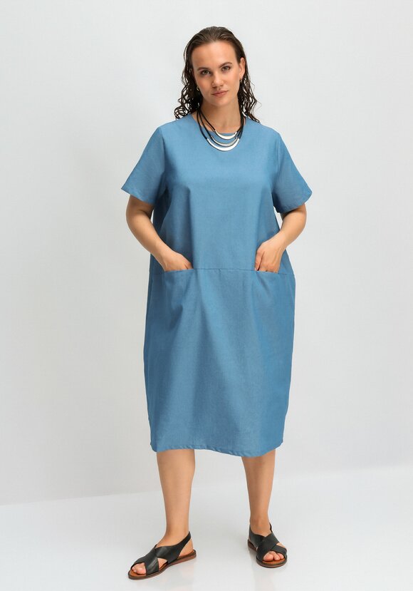 Платье свободного кроя с потайными карманами шир.  580, рис. 1