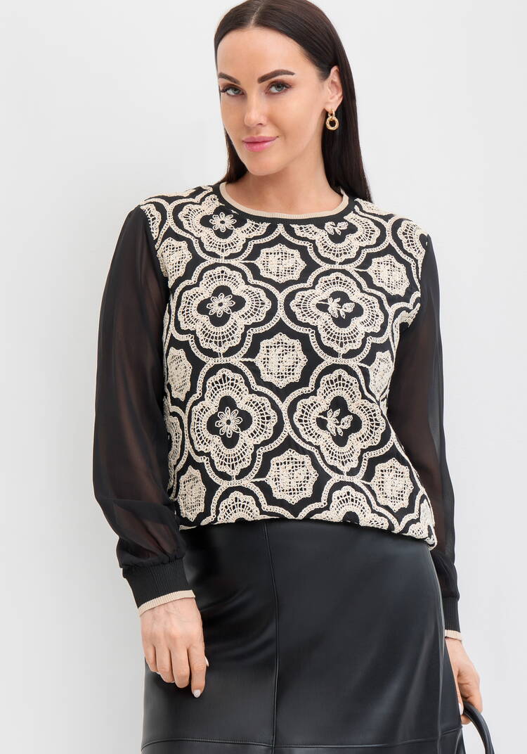 Джемпер с изящным узором шир.  750, рис. 1