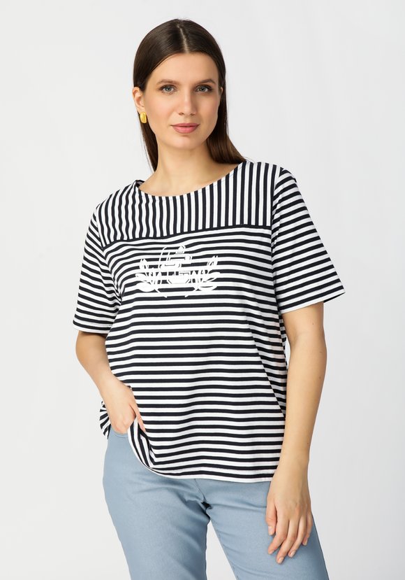 Футболка в полоску с принтом шир.  580, рис. 1