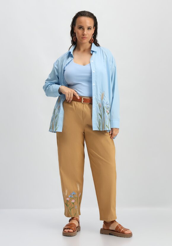 Брюки с вышивкой по низу шир.  580, рис. 2