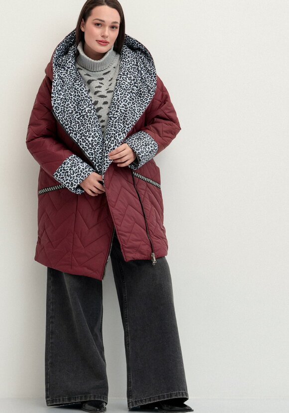 Куртка стеганая с анималистичным принтом шир.  580, рис. 1