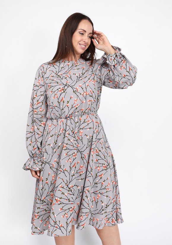Платье с принтом веточки шир.  580, рис. 2