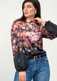 Блуза из принтованного искусственного шёлка