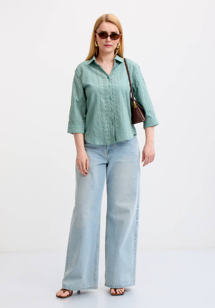 Блуза из шитья с рукавом 3/4 шир.  750, рис. 7