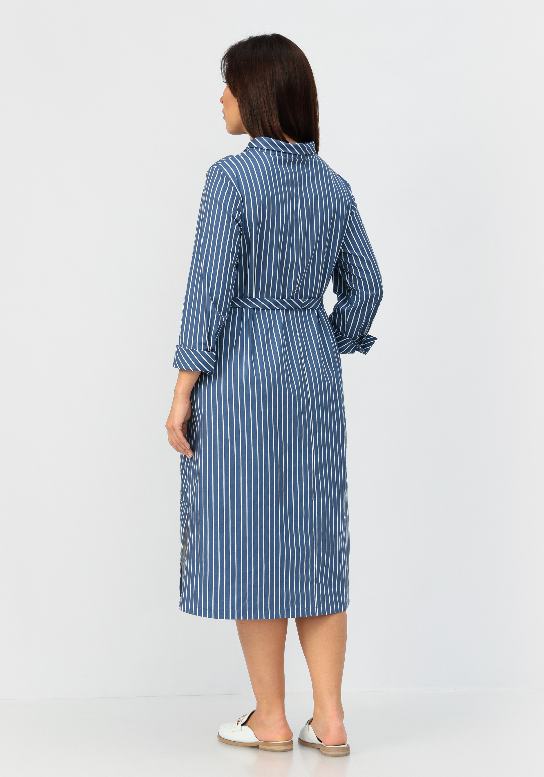 Платье-рубашка с отложным воротником VeraVo, размер 56, цвет синий - фото 5