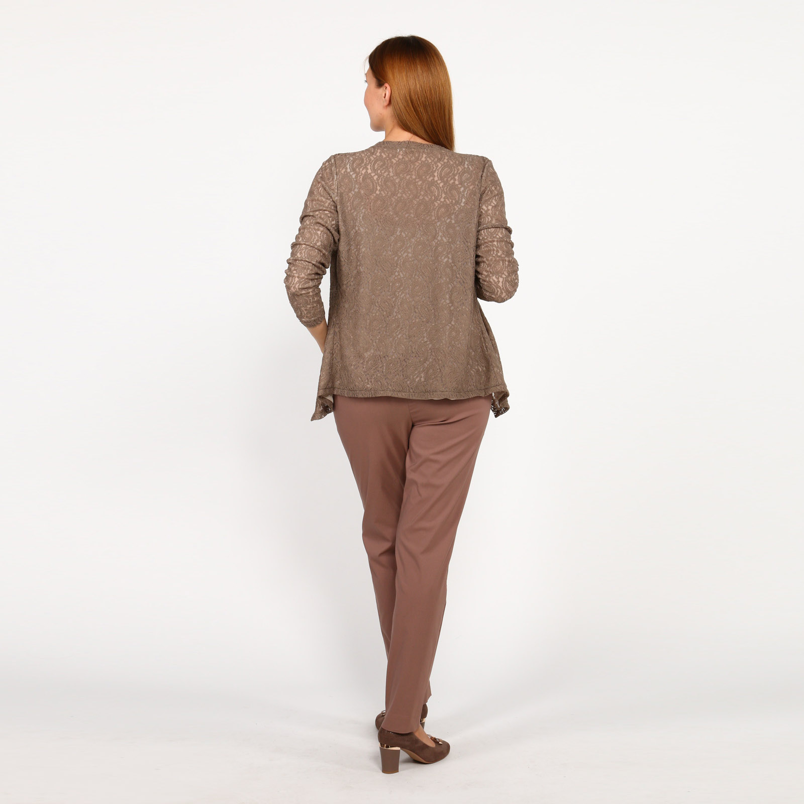 Кардиган кружевной с длинным рукавом Julia Weber, цвет коричневый, размер 46 - фото 5