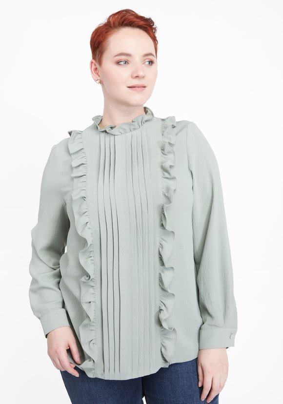 Блуза со складками и рюшей шир.  580, рис. 7