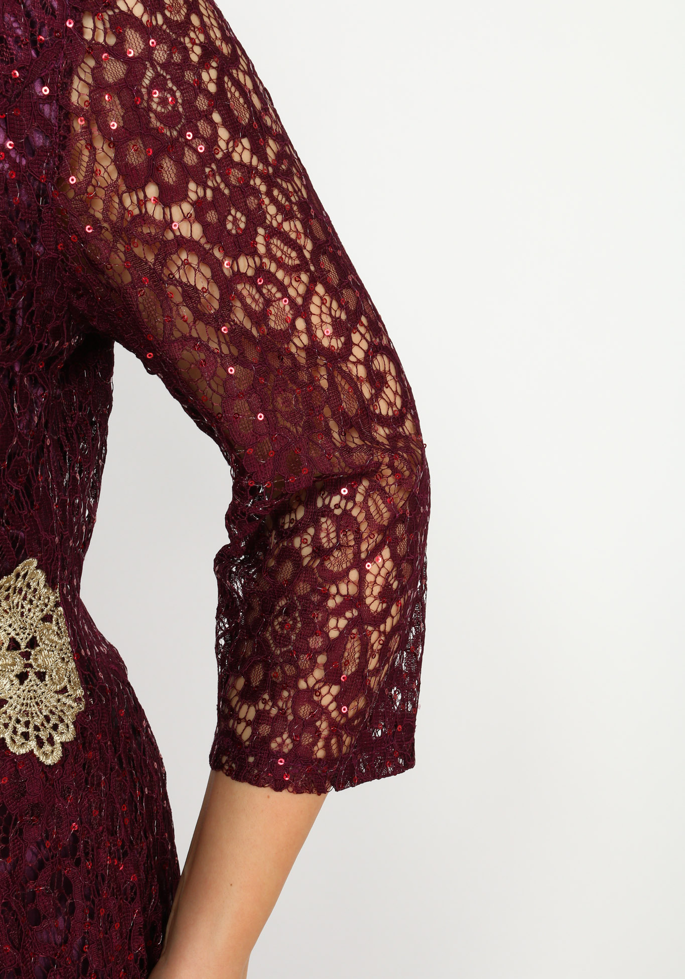 Платье-макси с кружевными вставками Bel Fiore, размер 50, цвет баклажановый - фото 4