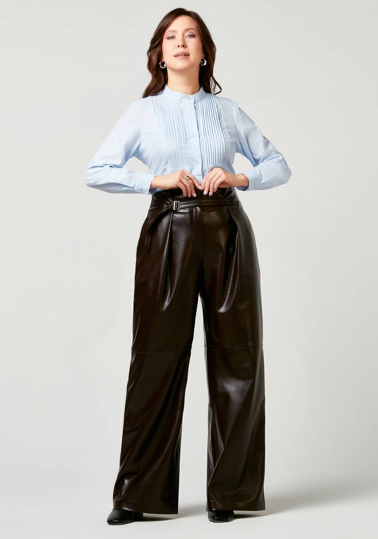 Блуза однотонная на пуговицах шир.  750, рис. 3