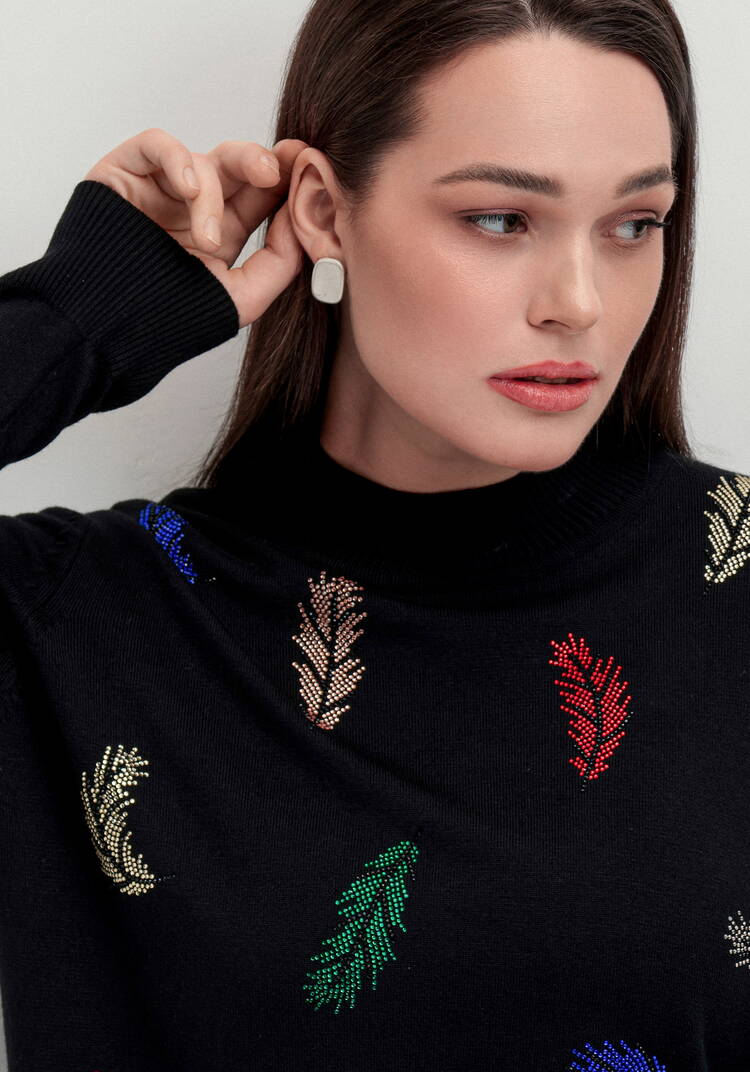 Джемпер с принтом в виде перьев шир.  750, рис. 13