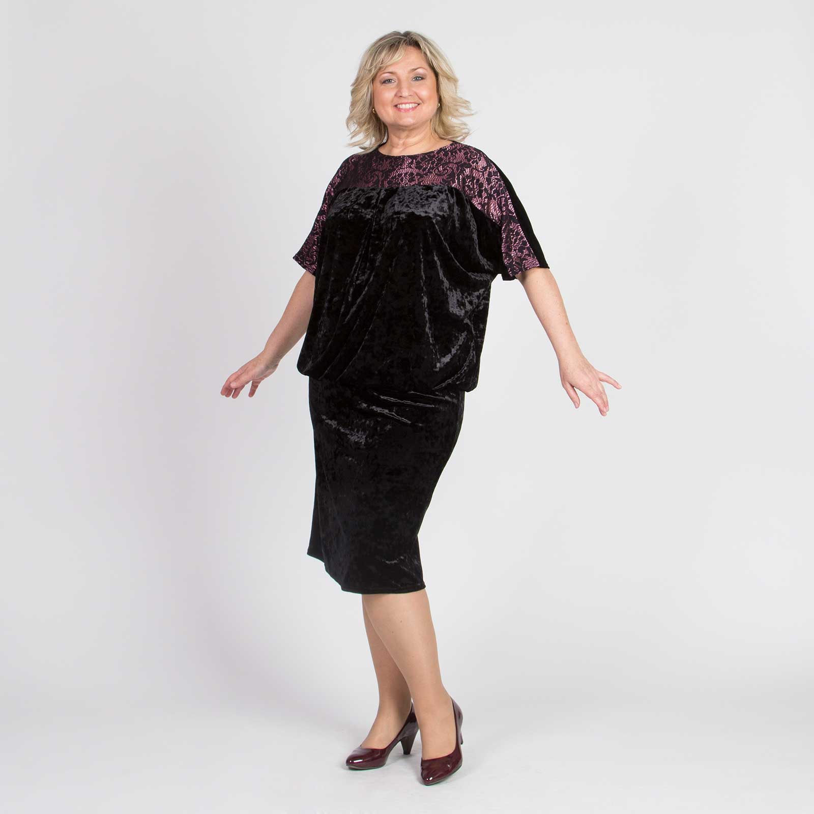 Платье со сборкой на талии и кружевной отделкой Милада, цвет черный, размер 50 - фото 10