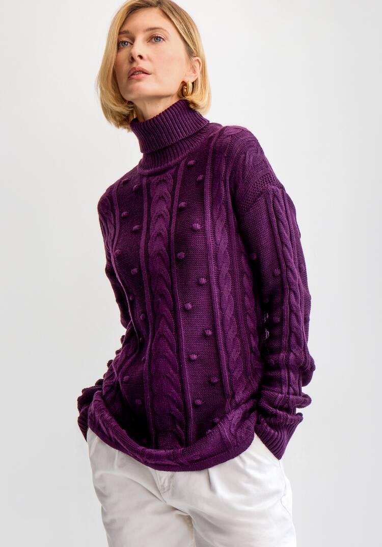 Джемпер с высокой горловиной и косами шир.  750, рис. 32