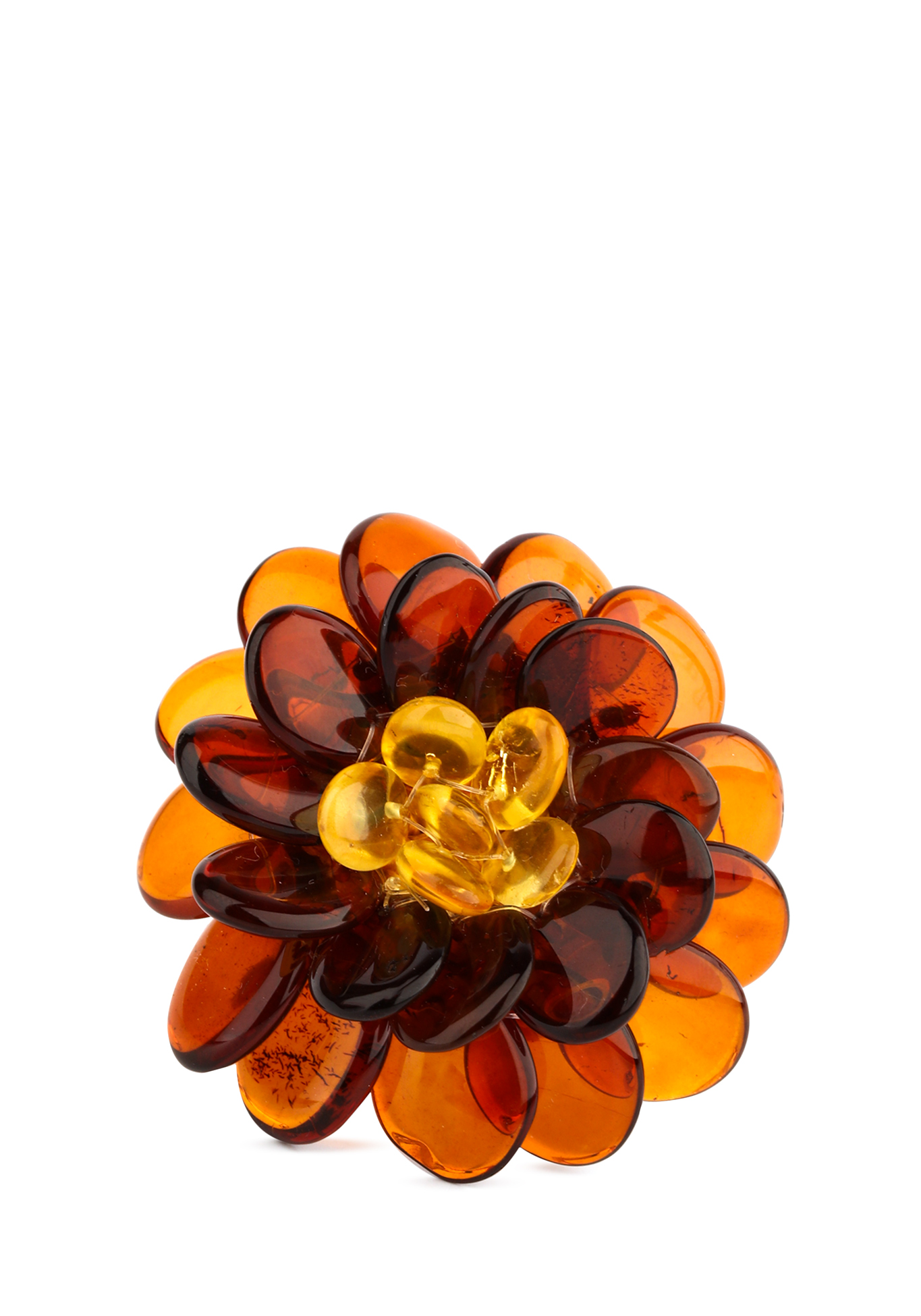 Кольцо серебряное "Янтарный цветок" Янтарная волна - фото 2