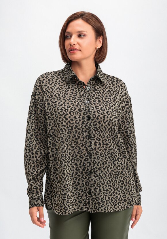 Рубашка ажурная с леопардовым принтом шир.  580, рис. 11