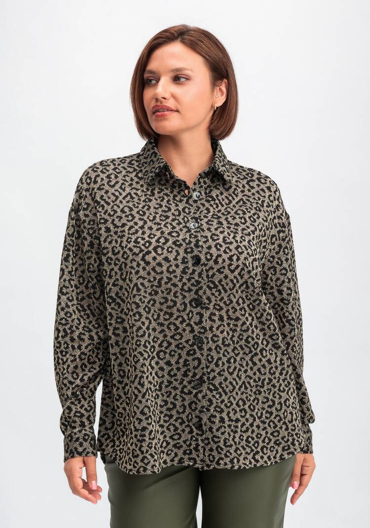 Рубашка ажурная с леопардовым принтом шир.  750, рис. 11