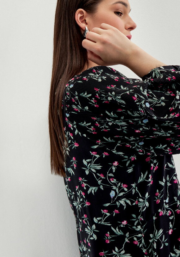 Платье с плиссировкой в цветочный принт шир.  580, рис. 5