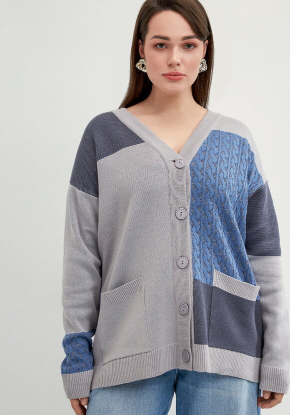 Кардиган с разноцветными вставками шир.  580, рис. 13