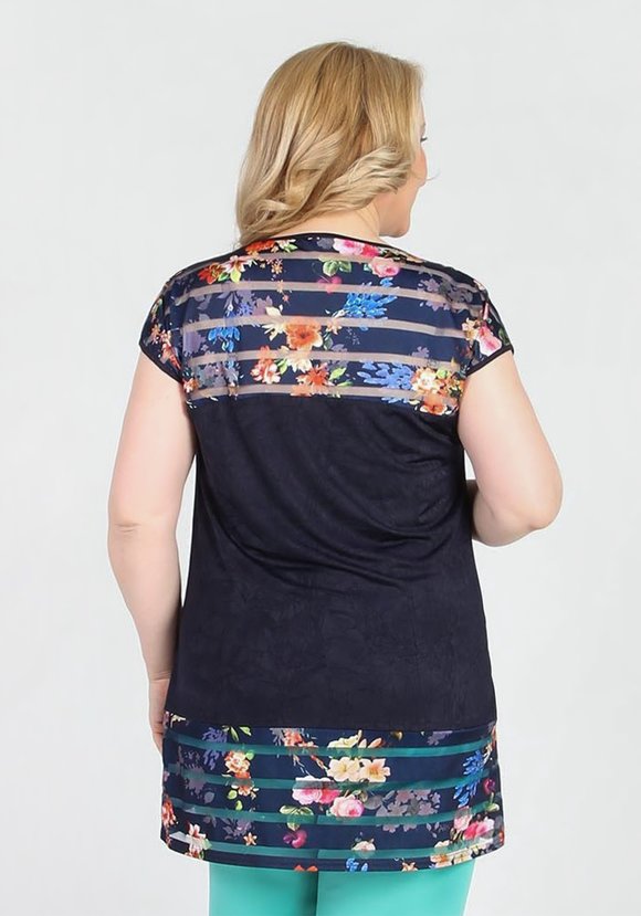 Блуза с цветочными вставками шир.  580, рис. 4