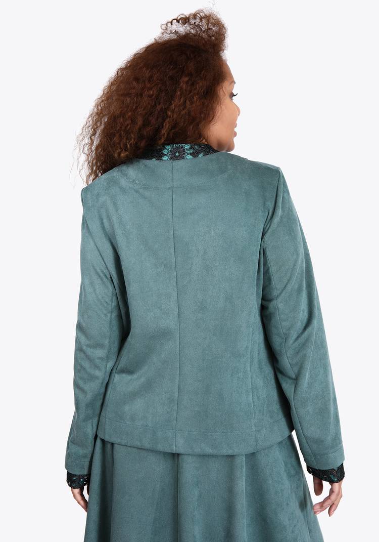 Пиджак на пуговицах с кружевной отделкой шир.  750, рис. 6