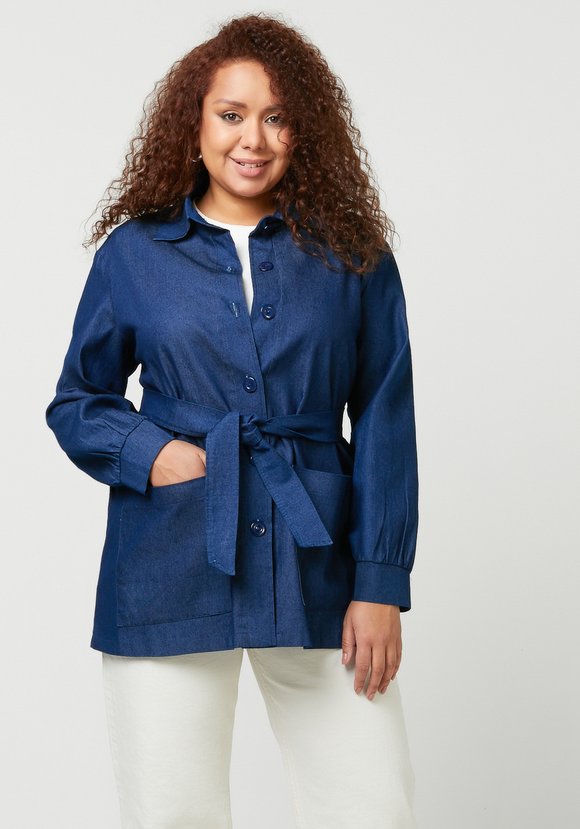 Жакет с поясом на пуговицах шир.  580, рис. 4