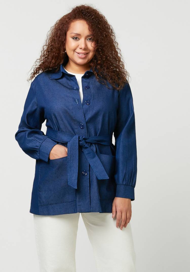 Жакет с поясом на пуговицах шир.  750, рис. 4